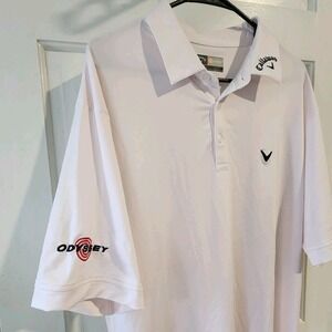 CALLAWAY ODYSSEY GOLF POLO MENS XL WHITE LIGHT PINK PERFORMANCE OPT DRI CHEV 3